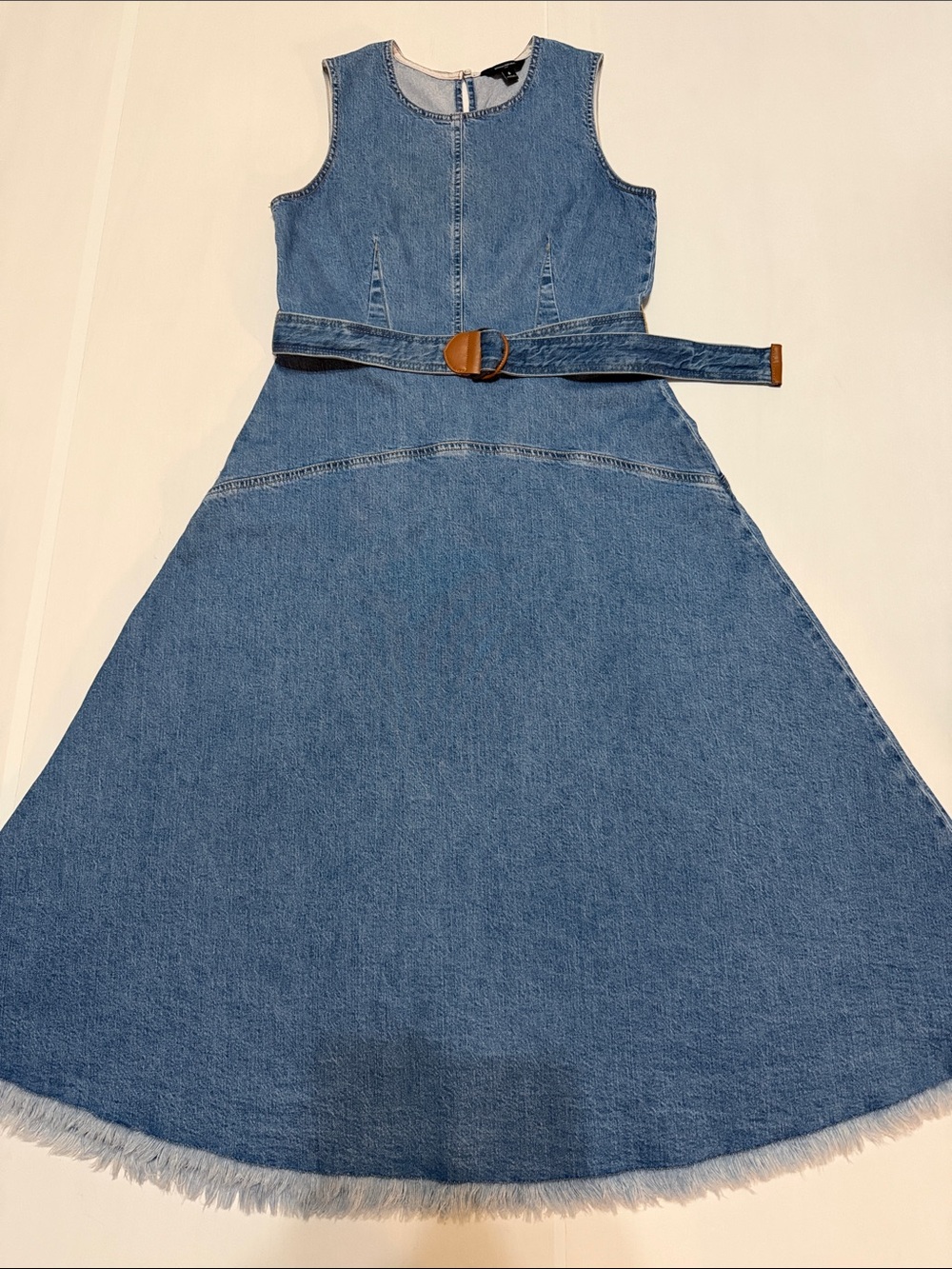 Banana Republic Sleeveless Denim A-Line Midi Dress with Belt - Light Blue 6 NWT
